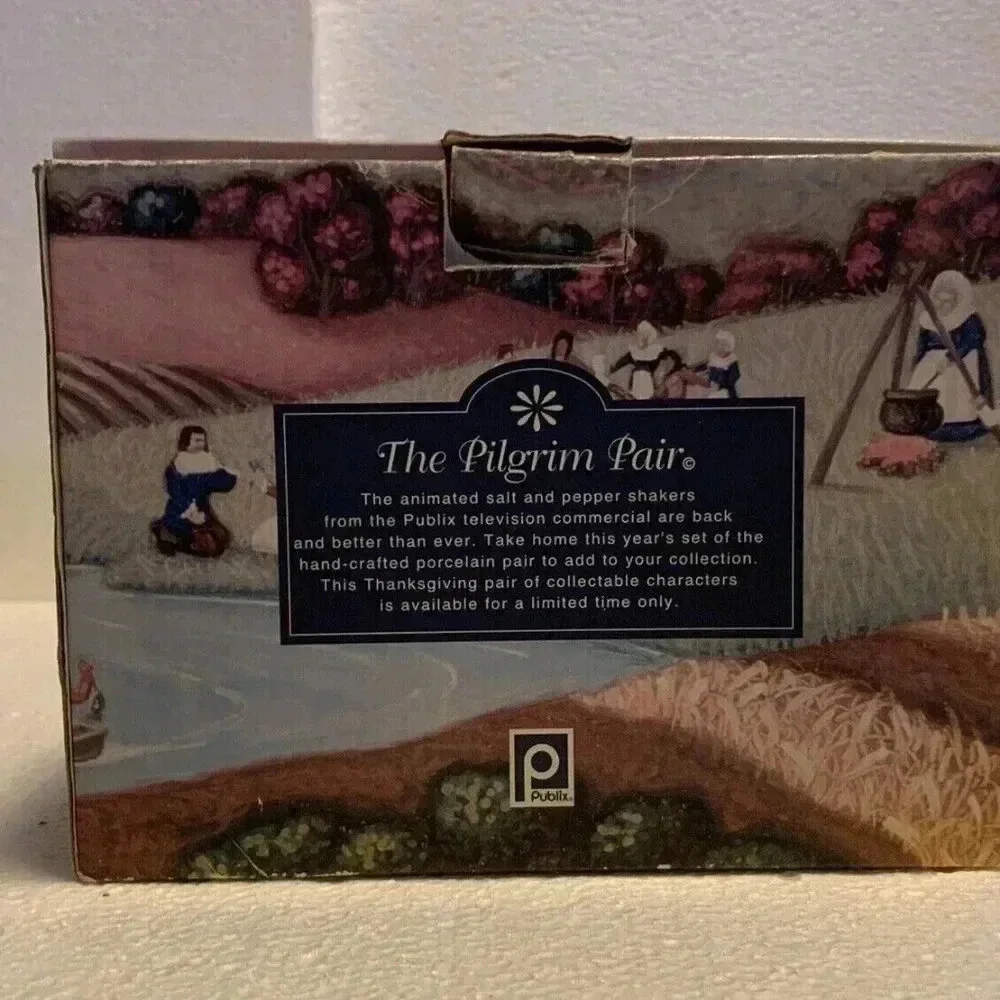 NOS Pilgrim Pair Animated Publix Salt & Pepper Shaker Set